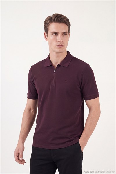 Regular Fit Fermuarlı Erkek Polo T Shirt 5904069 VİŞNE