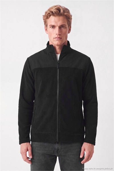 Regular Fit Garnili Dik Yaka Sıcak Tutan Erkek Polar Mont 59060443 SİYAH
