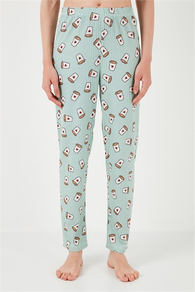 Regular Fit Gömlek Yaka Kısa Kollu Kadın Pijama Takımı 65740102 Mint-Bej