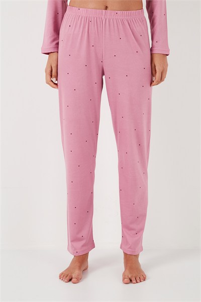 Regular Fit Gömlek Yaka Uzun Kollu Kadın Pijama Takımı 65750701 PUDRA