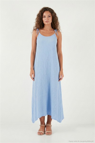 Regular Fit İp Askılı Uzun Kadın Elbise 5865732 BEBE MAVİ