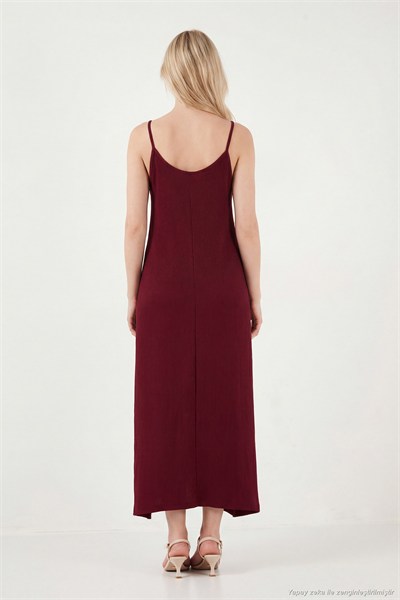 Regular Fit İp Askılı Uzun Kadın Elbise 5865732 BORDO