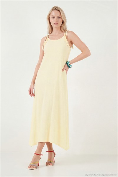 Regular Fit İp Askılı Uzun Kadın Elbise 5865732 SARI