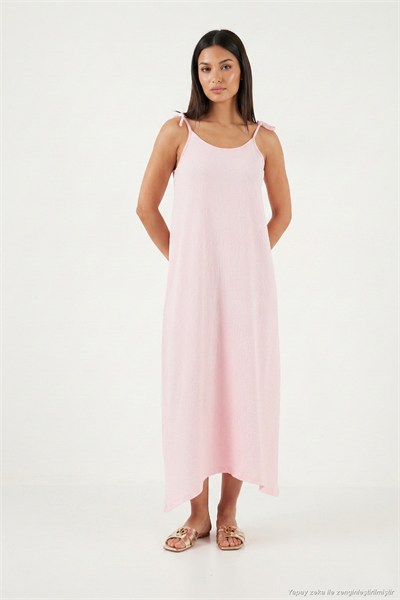 Regular Fit İp Askılı Uzun Kadın Elbise 5865732 TOZ PEMBE