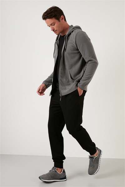 Regular Fit Kapüşonlu Cepli Kışlık Şardonlu Polar Erkek Hırka 5906031 GRİ