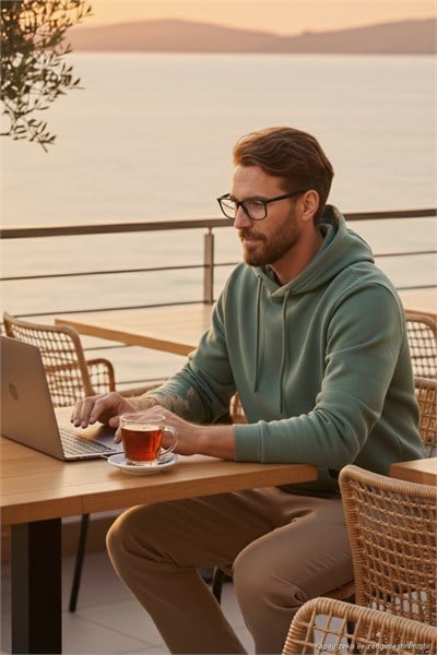 Regular Fit Kapüşonlu Kanguru Cepli İçi Tüylü Yumuşak Şardonlu Erkek Sweat 5905281 AÇIK YEŞİL