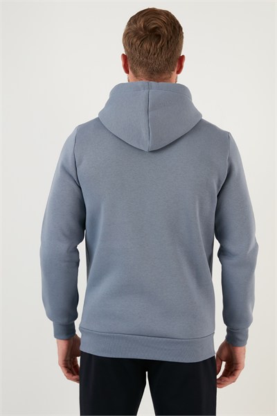 Regular Fit Kapüşonlu Kanguru Cepli İçi Tüylü Yumuşak Şardonlu Erkek Sweat 5905281 KOYU GRİ