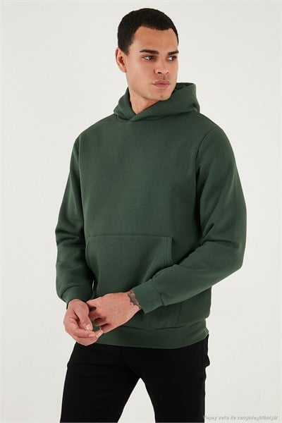 Regular Fit Kapüşonlu Kanguru Cepli İçi Tüylü Yumuşak Şardonlu Erkek Sweat 5905281 NEFTİ
