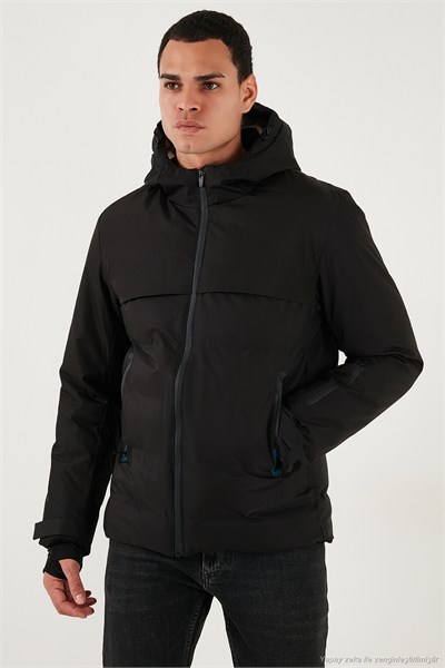 Regular Fit Kapüşonlu Kapitoneli Erkek Mont 497DEAN SİYAH
