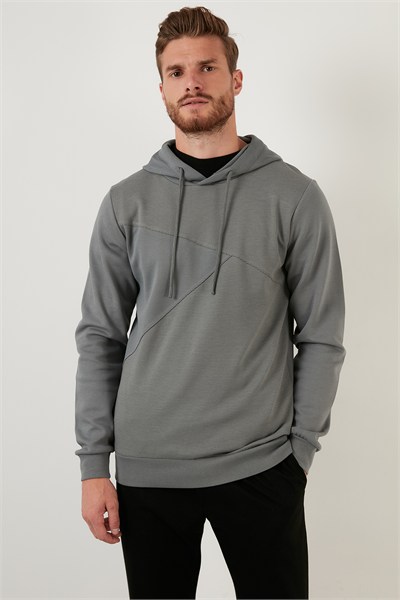 Regular Fit Kapüşonlu Pamuklu Erkek Sweat 5905285 AÇIK HAKİ
