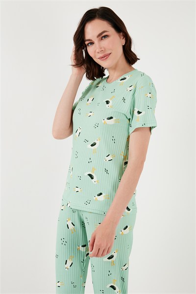 Regular Fit Kısa Kollu Kadın Pijama Takımı 65740104 MİNT