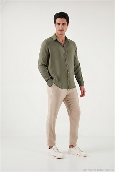Regular Fit Klasik Yaka Uzun Kollu Erkek Gömlek CF26S121640 HAKİ