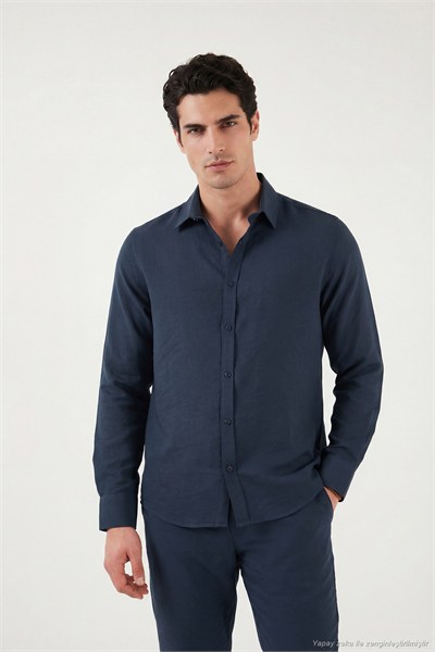 Regular Fit Klasik Yaka Uzun Kollu Erkek Gömlek CF26S121640 İNDİGO
