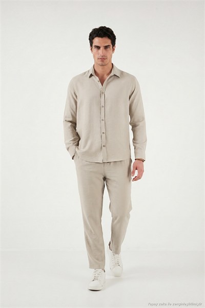 Regular Fit Klasik Yaka Uzun Kollu Erkek Gömlek CF26S121640 BEJ