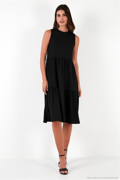 Regular Fit Kolsuz Midi Kadın Elbise 5869008 SİYAH