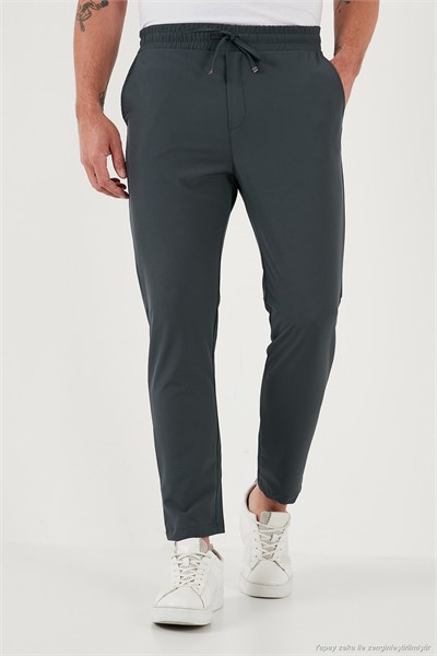 Regular Fit Normal Bel Düz Paça Bağlamalı Jogger Erkek Pantolon CF25617801 YEŞİL