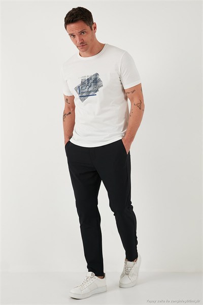 Regular Fit Normal Bel Düz Paça Bağlamalı Jogger Erkek Pantolon CF25617801 SİYAH