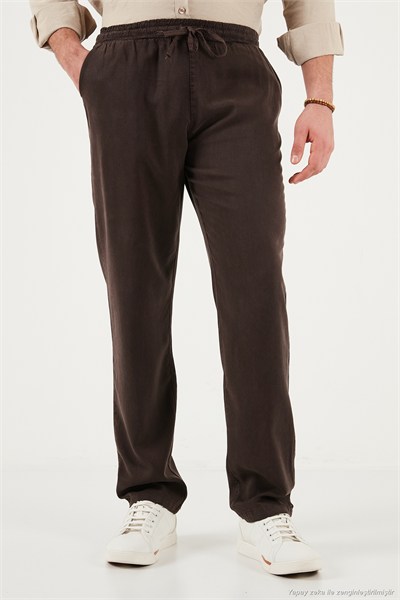Regular Fit Normal Bel Düz Paça Erkek Pantolon 6689255 KAHVE