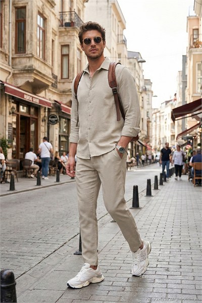 Regular Fit Normal Bel Düz Paça Erkek Pantolon CF26S611639 BEJ