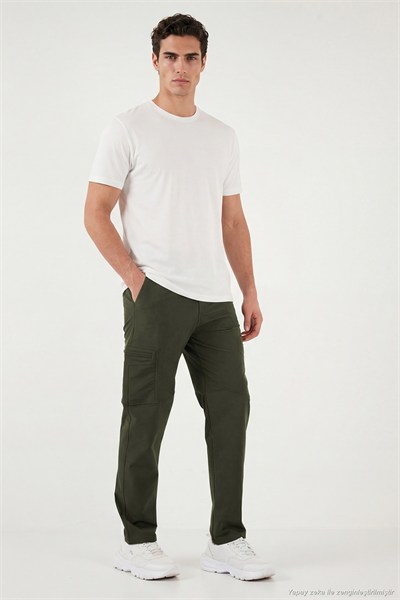 Regular Fit Normal Bel Düz Paça Trekking ve Kargo Erkek Pantolon 693158 HAKİ
