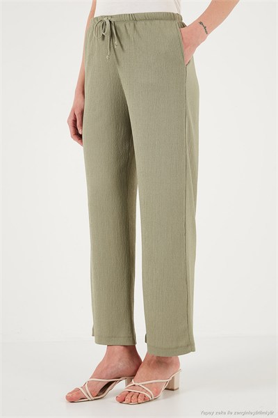 Regular Fit Normal Bel Geniş Paça Kadın Pantolon 5866117 Olive