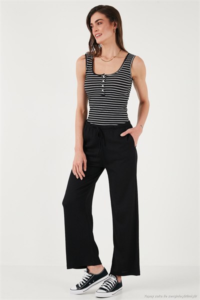 Regular Fit Normal Bel Geniş Paça Kadın Pantolon 5866117 SİYAH