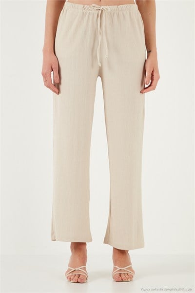 Regular Fit Normal Bel Geniş Paça Kadın Pantolon 5866117 TAŞ