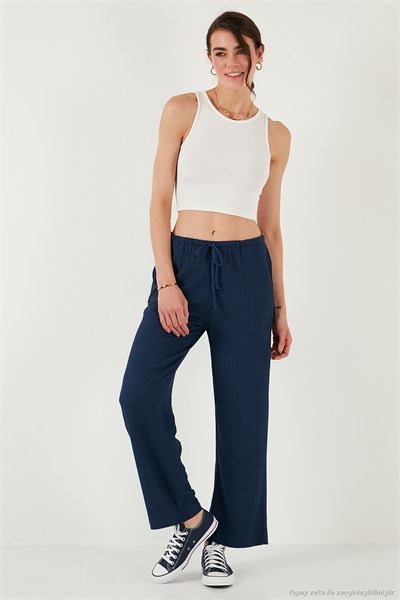 Regular Fit Normal Bel Geniş Paça Kadın Pantolon 5866117 İNDİGO