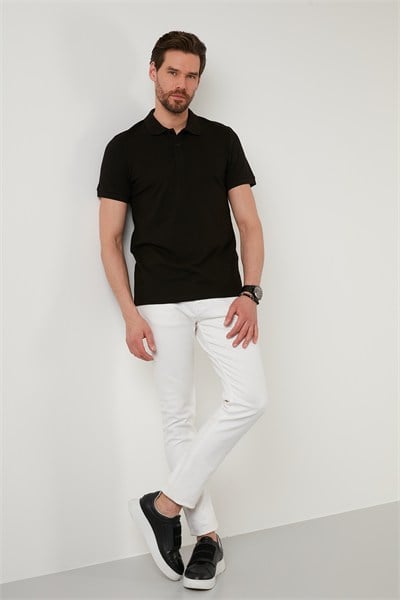 Regular Fit Pamuklu Düğmeli Erkek Polo Yaka T Shirt 5902326 SİYAH