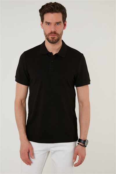 Regular Fit Pamuklu Düğmeli Erkek Polo Yaka T Shirt 5902326 SİYAH