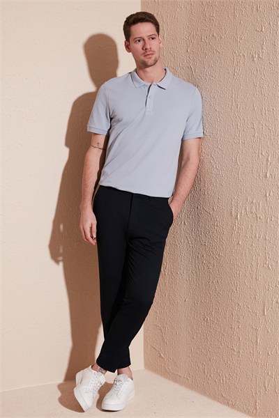 Regular Fit Pamuklu Düğmeli Erkek Polo Yaka T Shirt 5902326 AÇIK GRİ