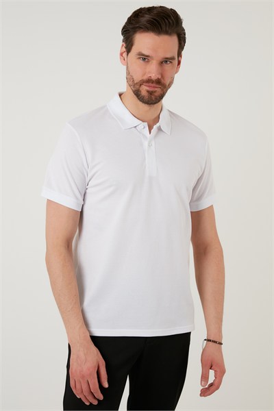 Regular Fit Pamuklu Düğmeli Erkek Polo Yaka T Shirt 5902326 BEYAZ