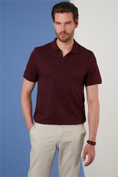 Regular Fit Pamuklu Erkek Polo Yaka T Shirt 5902141 VİŞNE