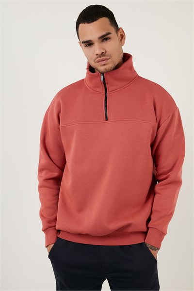 Regular Fit Pamuklu İçi Tüylü Yumuşak Şardonlu Kışlık Erkek Sweat 59053431 Tarçın