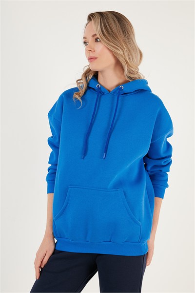 Regular Fit Pamuklu Kapüşonlu Yaka Şardonlu Kışlık Kadın Sweat 5863854 SAKS