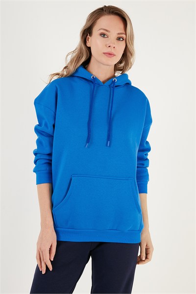 Regular Fit Pamuklu Kapüşonlu Yaka Şardonlu Kışlık Kadın Sweat 5863854 SAKS