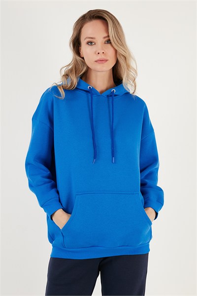 Regular Fit Pamuklu Kapüşonlu Yaka Şardonlu Kışlık Kadın Sweat 5863854 SAKS