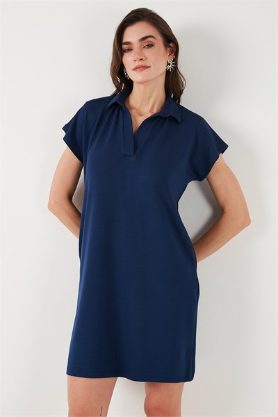 Regular Fit Polo Yaka Mini Kadın Elbise 5866153 LACİVERT