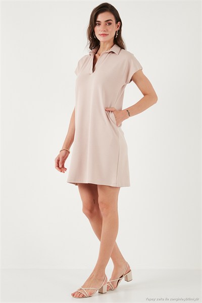 Regular Fit Polo Yaka Mini Kadın Elbise 5866153 TAŞ