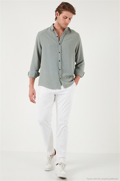 Regular Fit Uzun Kollu Düğmeli Yaka Erkek Gömlek CF25S116777 MİNT