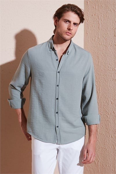Regular Fit Uzun Kollu Düğmeli Yaka Erkek Gömlek CF25S116777 MİNT