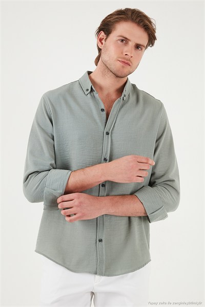 Regular Fit Uzun Kollu Düğmeli Yaka Erkek Gömlek CF25S116777 MİNT