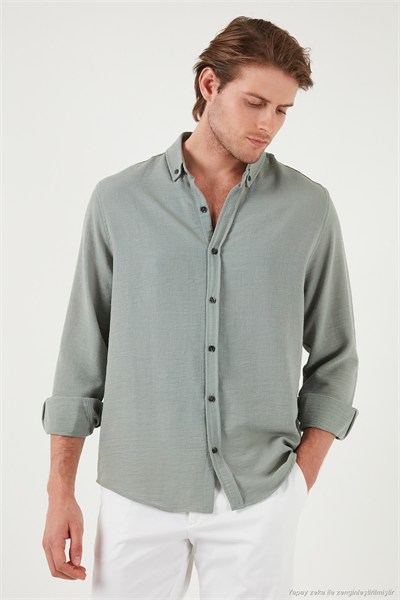 Regular Fit Uzun Kollu Düğmeli Yaka Erkek Gömlek CF25S116777 MİNT