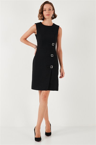 Regular Fit Yırtmaçlı Mini Tüvit Kalem Kadın Elbise 611EL594 SİYAH
