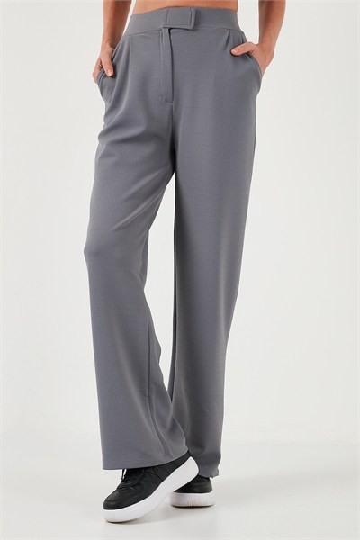 Regular Fit Yüksek Bel Bol Paça Kadın Pantolon 5861279 GRİ