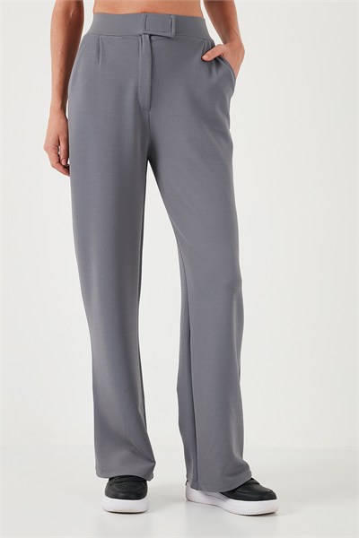 Regular Fit Yüksek Bel Bol Paça Kadın Pantolon 5861279 GRİ