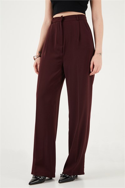 Regular Fit Yüksek Bel Düz Paça Kadın Pantolon 6923873 MÜRDÜM