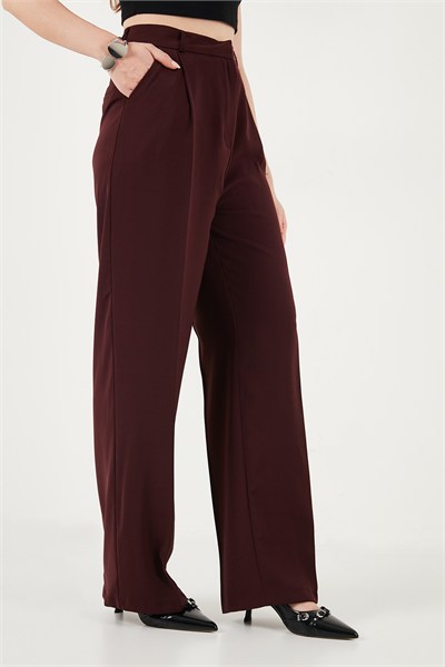 Regular Fit Yüksek Bel Düz Paça Kadın Pantolon 6923873 MÜRDÜM