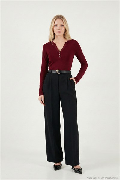 Regular Fit Yüksek Bel Düz Paça Kadın Pantolon 6923875 SİYAH