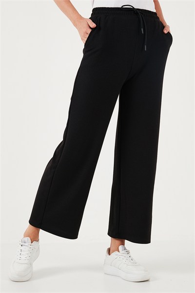Regular Fit Yüksek Bel Geniş Paça Kadın Pantolon 5865882 SİYAH